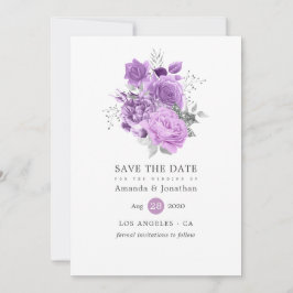 Reserve A Data Casamento de Rosa Vintage Roxo e Prata Pastel