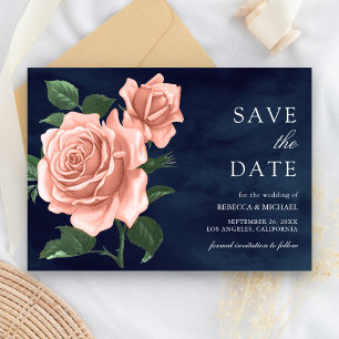 Reserve A Data Casamento de Rosas de Pêssego Azul-Marinho Russo