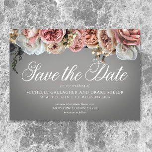 Reserve A Data Casamento de Rosas Florais Brancas Elegantes