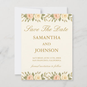 Reserve A Data Casamento de Salão de Baile Elegante Marfim Vintag