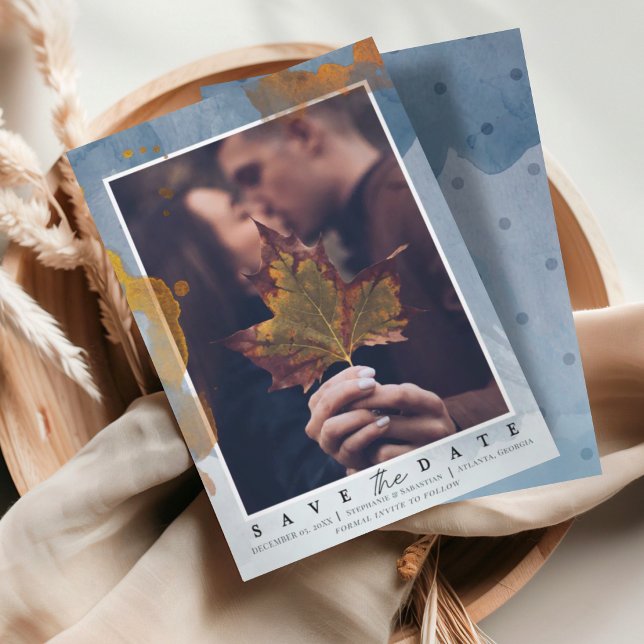 Reserve A Data Casamento de Save the Date de Foto Dusty Blue Mode (Criador carregado)