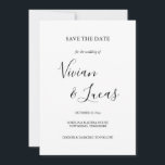 Reserve A Data Casamento de Script Branco e Preto Salvar a Data<br><div class="desc">Casamento de Script Branco e Preto Salve o Cartão de Data com nomes de estilo de assinatura,  este elegante cartão de identidade preto-e-branco pode ser personalizado com suas informações especiais de dia de casamento em letra chic.</div>