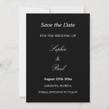 Casamento de Script Branco Preto Elegante Salve a 