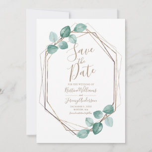 Reserve A Data Casamento de Script de Café Eucalyptus Watercolor
