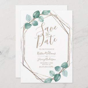 Reserve A Data Casamento de Script de Cobre em Aquarela Eucalyptu