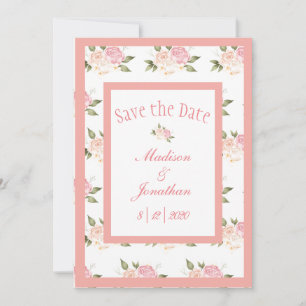Reserve A Data Casamento de Script de Flores Rosa Romântica