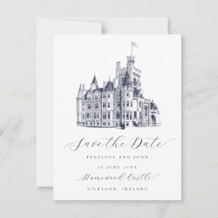 Reserve A Data Casamento de Script de Ilustração do Castelo Elega