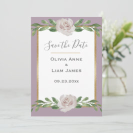 Reserve A Data Casamento de Script Elegante Floral de Lavanda Dus