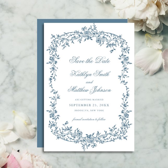 Reserve A Data Casamento de Script Elegante Floral Floral de Dust (Criador carregado)