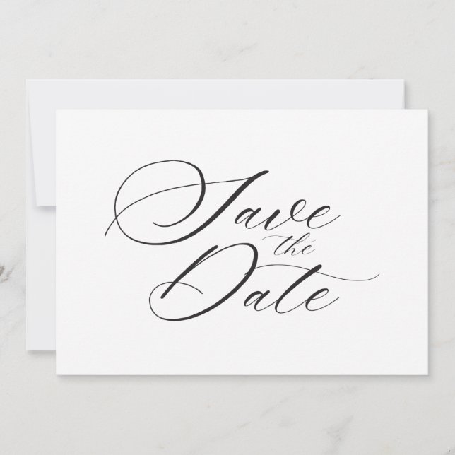 Reserve A Data Casamento de Script Elegante Moderno (Frente)