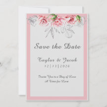 Casamento de Script Floral de Cinza Rosa Elegante