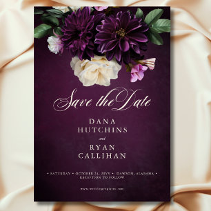 Reserve A Data Casamento de Script Floral de Lavanda e Borgonha