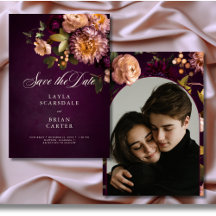 Casamento de Script Floral Floral Elegante Burgund
