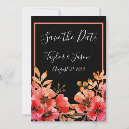Reserve A Data Casamento de Script Floral Romântico de Pêssego Ne