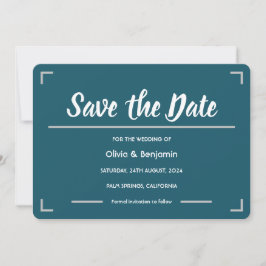 Reserve A Data Casamento de Script Manuscrito Simples De Teal