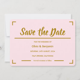 Reserve A Data Casamento de Script Manuscrito Simples Rosa