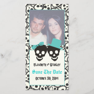 Reserve A Data Casamento de Skulls Halloween Turquoise Salve a Da