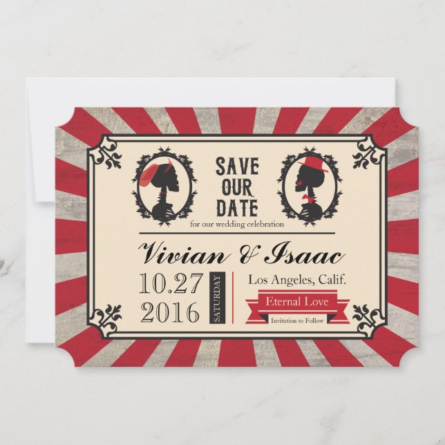 Reserve A Data Casamento de Steampunk Skull Cameo Salve as Datas (Frente)