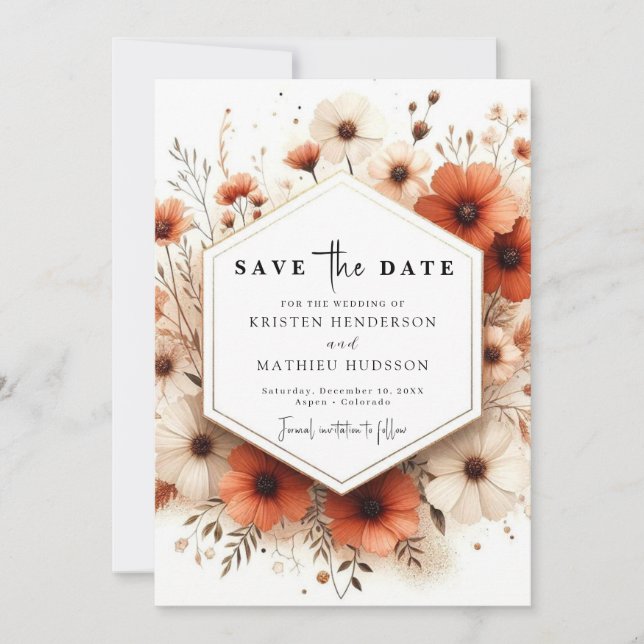 Reserve A Data Casamento de Terracotta Bonito Minimal (Frente)