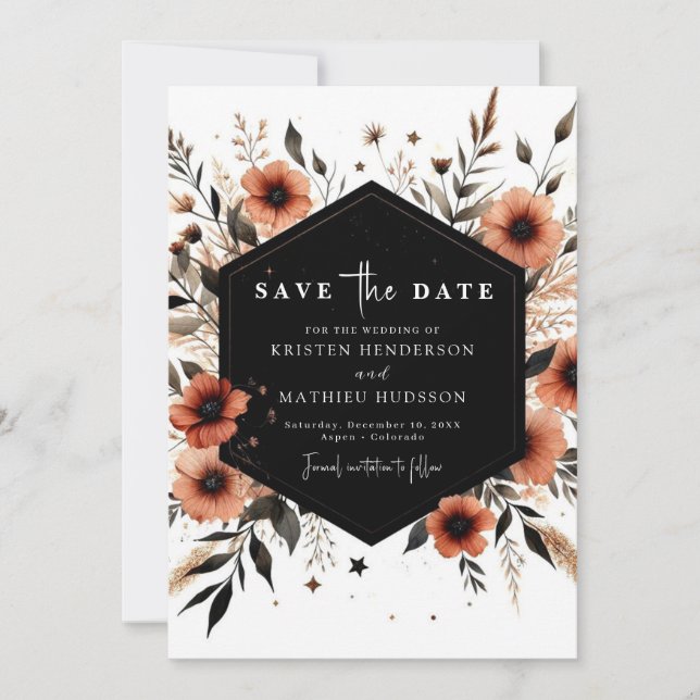 Reserve A Data Casamento de Terracotta Editável Chic (Frente)
