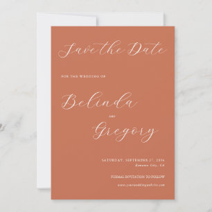 Reserve A Data Casamento de Terracotta Elegant Script Calliografi