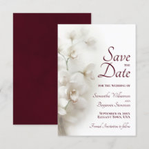 Casamento de Texto Borgonha das Orquídeas Brancas 