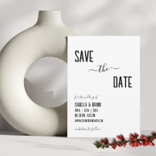 Reserve A Data Casamento de Texto Personalizado Preto Moderno e N