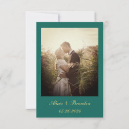 Reserve A Data Casamento de Texto Verde Elegante Simples Emerald