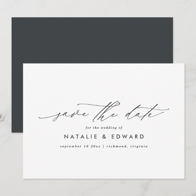 Reserve A Data Casamento de tipografia elegante com letra moderna (Frente/Verso)
