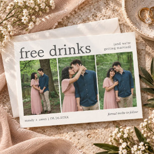 Reserve A Data Casamento de Três Fotos com Bebidas Grátis Engraça