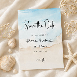 Reserve A Data Casamento de Verão na Praia com Aquarela