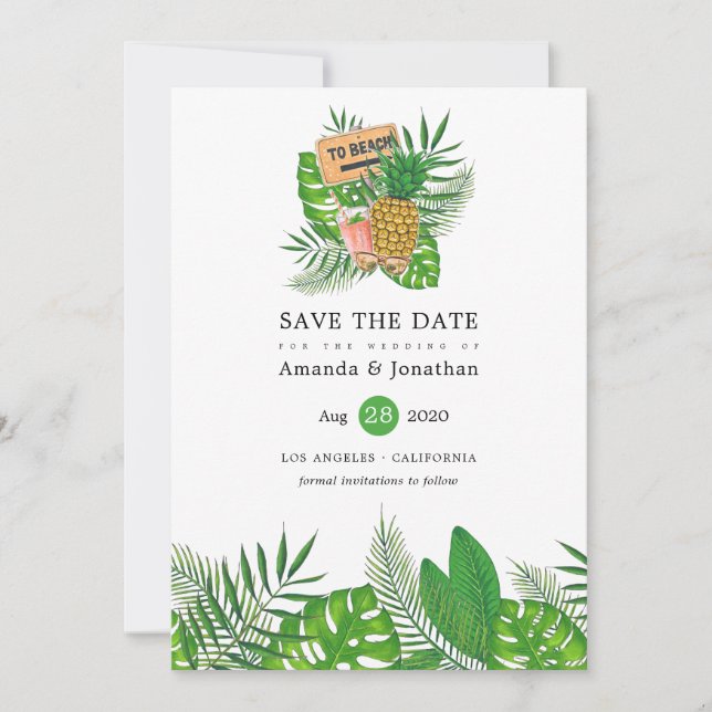 Reserve A Data Casamento de Verão Tropical à Beira-Mar com Aquare (Frente)