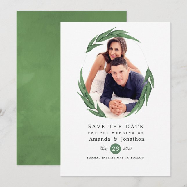 Reserve A Data Casamento de Verdor da Floresta Silvestre (Frente/Verso)