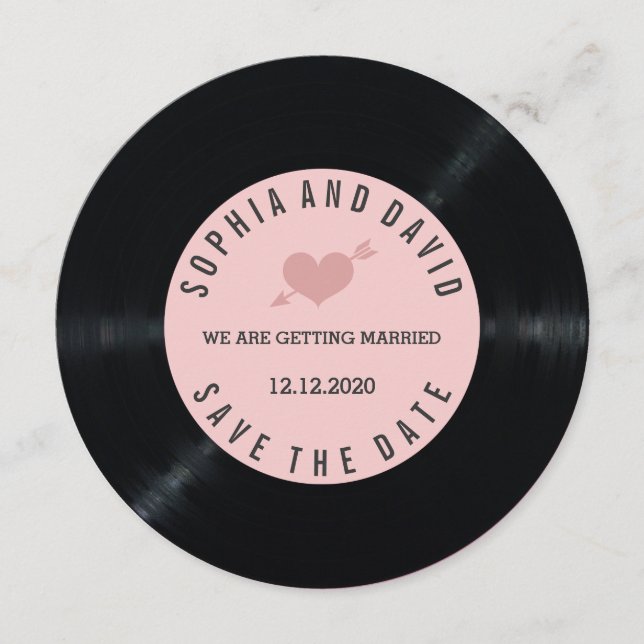 Reserve A Data Casamento de Vinil Retro Blush SAVE THE DATE (Frente)