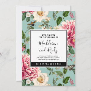 Reserve A Data Casamento de Vintage Mint Aqua Floral Garden