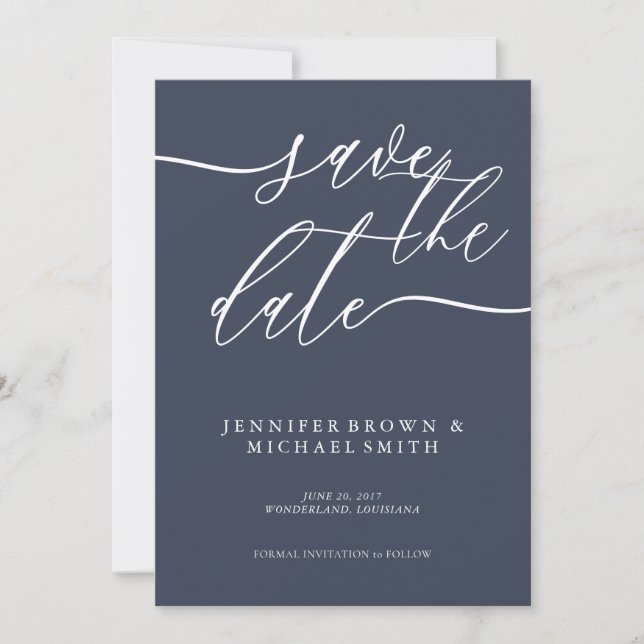 Reserve A Data Casamento de volta foto personalizada Marinha Simp (Frente)
