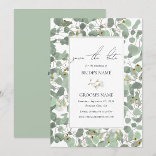 Reserve A Data Casamento de Watercolor Eucalyptus Greenery Blosso