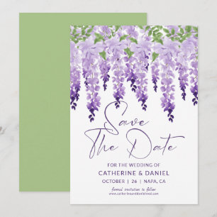 Reserve A Data Casamento de Wisteria com Aguarela Roxa Lavanda