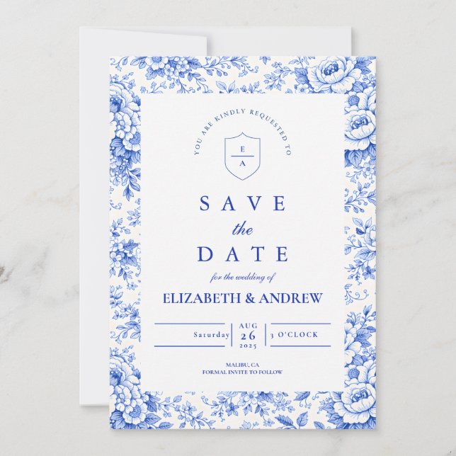 Reserve A Data Casamento Delft Blue Chinoiserie (Frente)