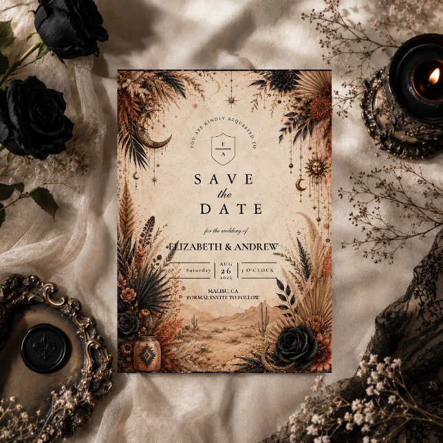 Reserve A Data Casamento Deserto Boho Góthico (Criador carregado)