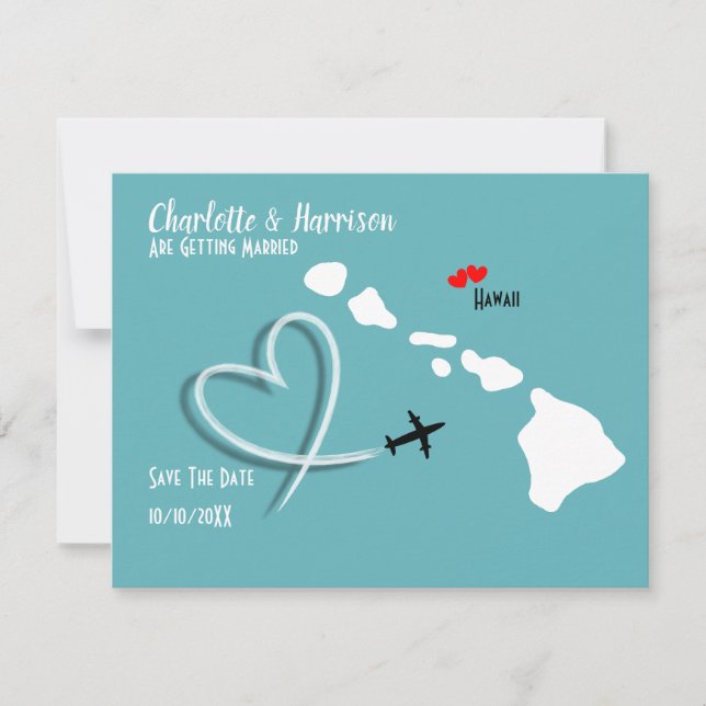 Reserve A Data Casamento Destino Havaí Salvar a Data (Frente)