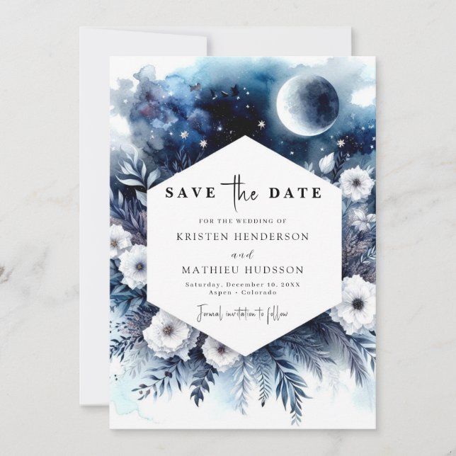 Reserve A Data Casamento Digital Chic Moonlit (Frente)