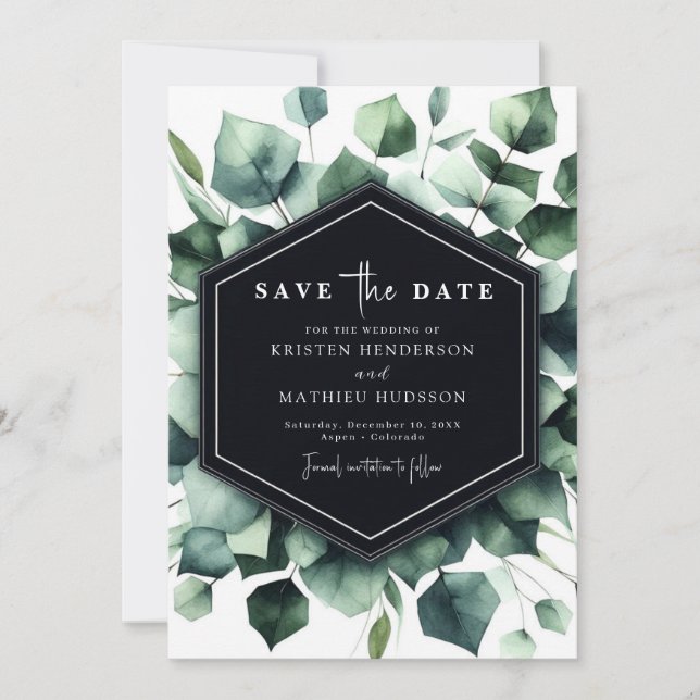 Reserve A Data Casamento Digital Eucalipto Chic Moderno (Frente)