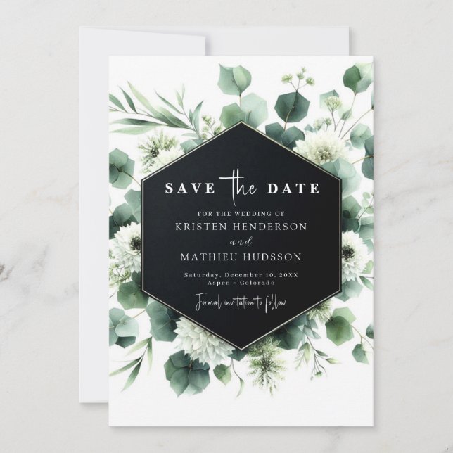 Reserve A Data Casamento Digital Eucalyptus Minimalista Botânico (Frente)