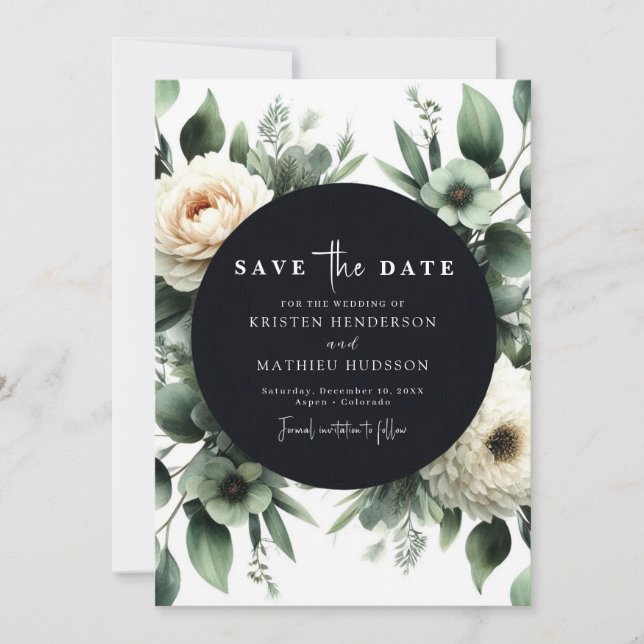 Reserve A Data Casamento Digital Eucalyptus Verde Chic (Frente)