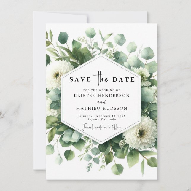 Reserve A Data Casamento Digital Eucalyptus, Verde Whimsical (Frente)