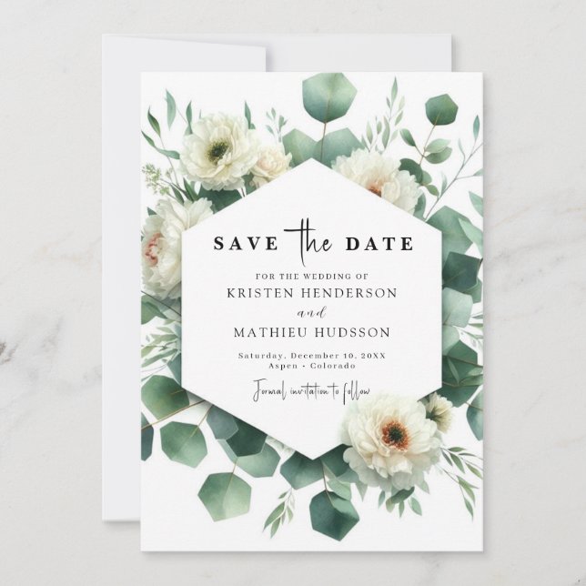 Reserve A Data Casamento Digital Rustic Floral Eucalyptus (Frente)