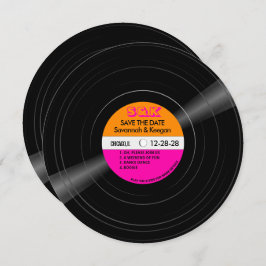 Reserve A Data Casamento Disco Vinil Record Laranja Rosa Stripes