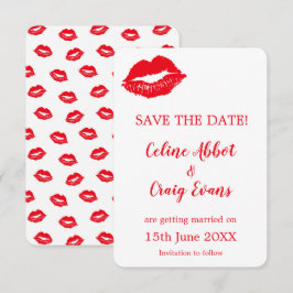 Reserve A Data Casamento Divertido com Lábios Sexy Vermelhos e Br