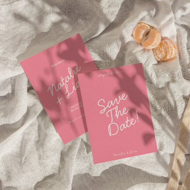Reserve A Data Casamento Divertido de Verão Cor-de-Rosa Caprichos (Criador carregado)